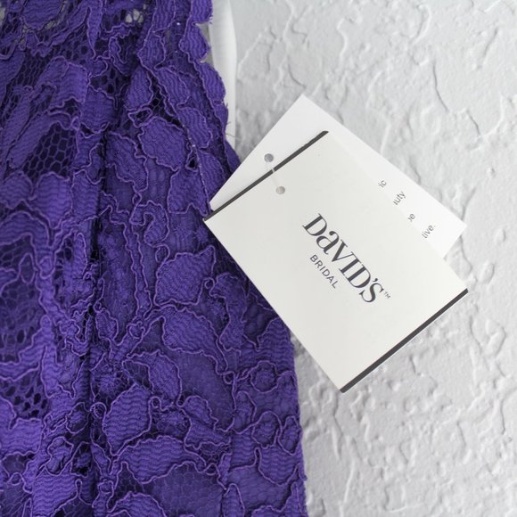 David's Bridal Long One Shoulder Lace Dress sz 18 Regency Purple elegant classy - Picture 10 of 12